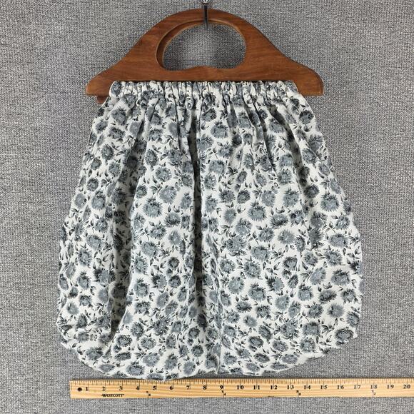 LOVESHACKFANCY MCKENNA GRAND HANDLE BAG COTTON LINEN FLORAL W/ SOLID WOOD HANDLE - Picture 7 of 11